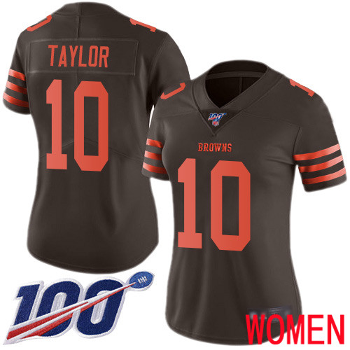 Cleveland Browns Taywan Taylor Women Brown Limited Jersey #10 NFL Football 100th Season Rush Vapor Untouchable